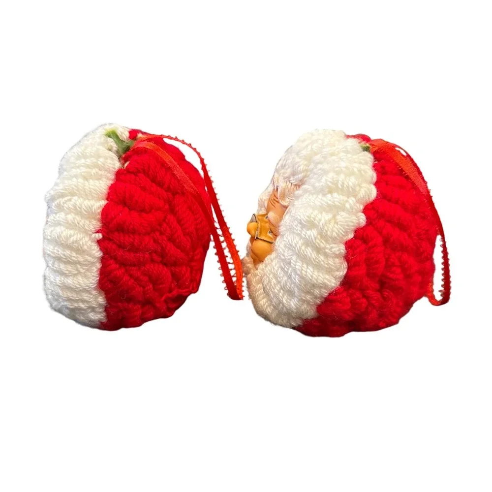 Christmas Ornaments Unisex OS‎ Red Vintage Santa Mrs Claus Yarn